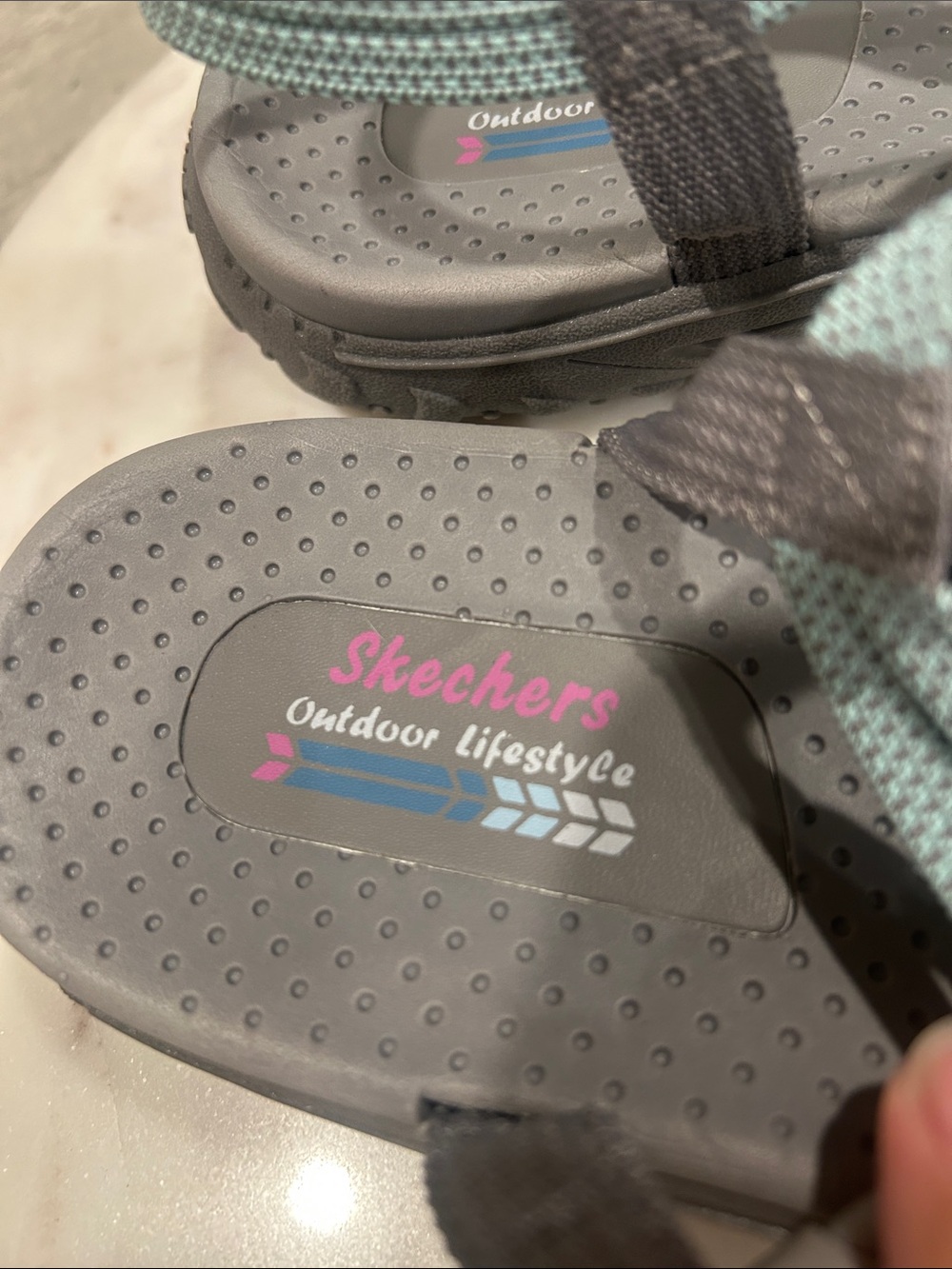 Skechers Women's Strappy Sandals - Light Teal and Grayr W-10 - Picture 2 of 12